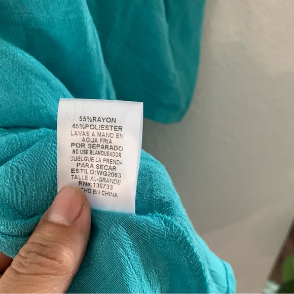 Umgee Top Layered Short Sleeve size XL Lightweight Teal Oversized Casual - Picture 13 of 13